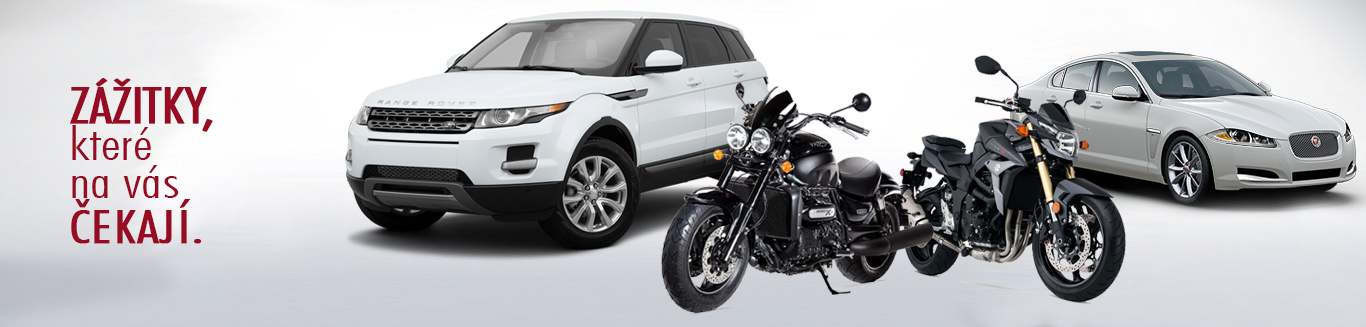 Prodejce Jaguar, Land Rover, Range Rover, Triumph, Suzuki Zážitky z jízdy vozidly Jaguar a Land Rover, Range Rover a motocykly Suzuki a Triumph.